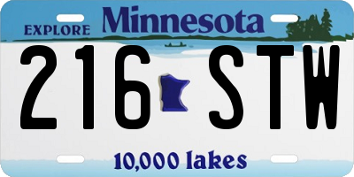 MN license plate 216STW