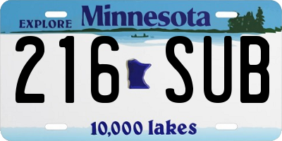 MN license plate 216SUB