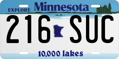 MN license plate 216SUC
