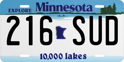 MN license plate 216SUD