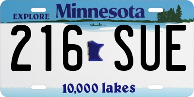 MN license plate 216SUE