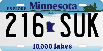MN license plate 216SUK