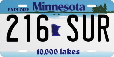 MN license plate 216SUR