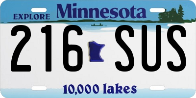 MN license plate 216SUS
