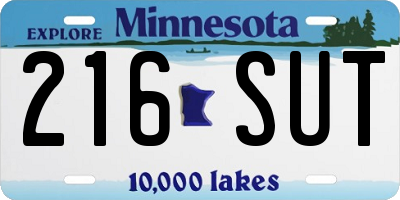 MN license plate 216SUT