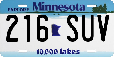 MN license plate 216SUV
