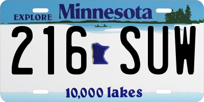 MN license plate 216SUW