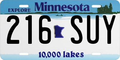 MN license plate 216SUY