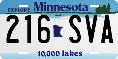 MN license plate 216SVA