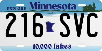 MN license plate 216SVC