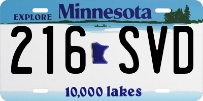 MN license plate 216SVD