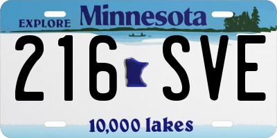 MN license plate 216SVE