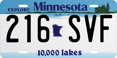 MN license plate 216SVF
