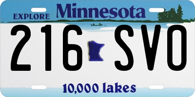 MN license plate 216SVO