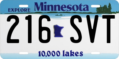 MN license plate 216SVT