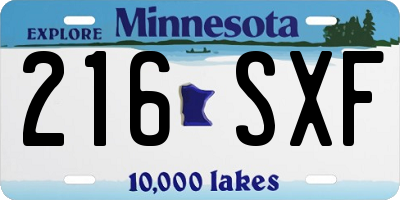 MN license plate 216SXF