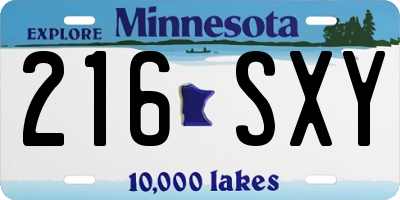 MN license plate 216SXY