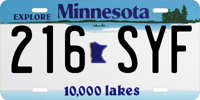 MN license plate 216SYF