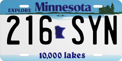 MN license plate 216SYN