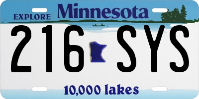 MN license plate 216SYS