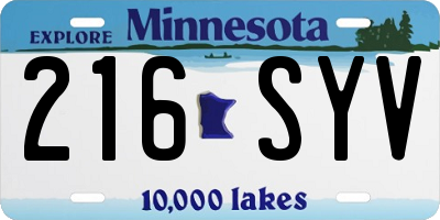 MN license plate 216SYV