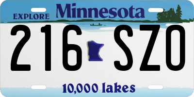 MN license plate 216SZO