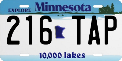 MN license plate 216TAP