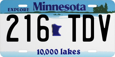 MN license plate 216TDV