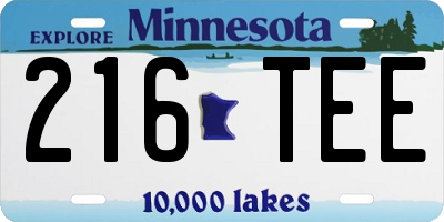MN license plate 216TEE