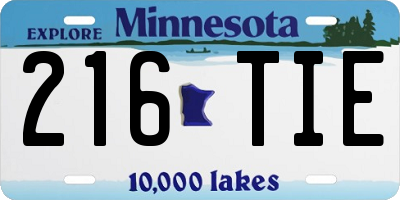 MN license plate 216TIE
