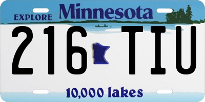 MN license plate 216TIU