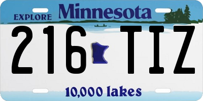 MN license plate 216TIZ