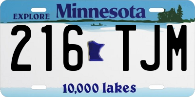 MN license plate 216TJM
