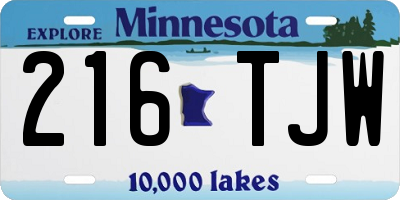MN license plate 216TJW