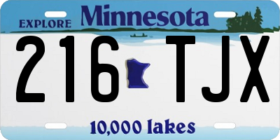MN license plate 216TJX