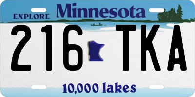MN license plate 216TKA