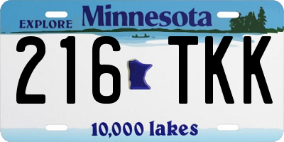 MN license plate 216TKK