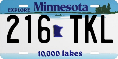 MN license plate 216TKL