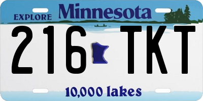 MN license plate 216TKT