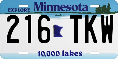 MN license plate 216TKW