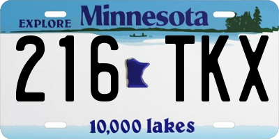 MN license plate 216TKX