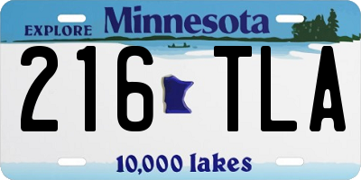 MN license plate 216TLA