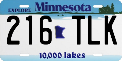 MN license plate 216TLK