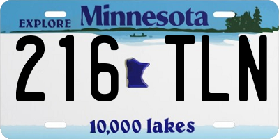 MN license plate 216TLN