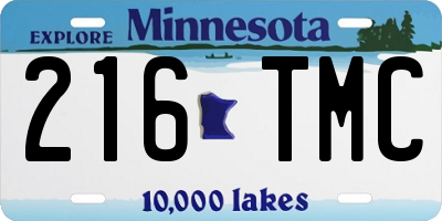MN license plate 216TMC