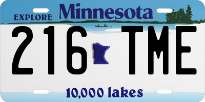 MN license plate 216TME
