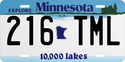 MN license plate 216TML