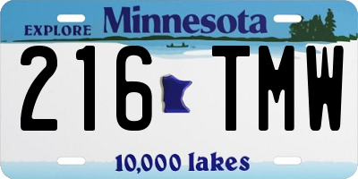 MN license plate 216TMW