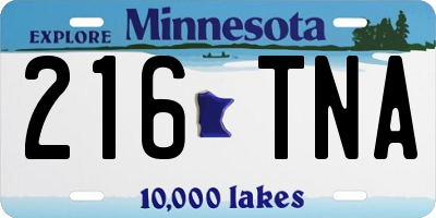 MN license plate 216TNA