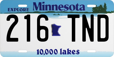 MN license plate 216TND